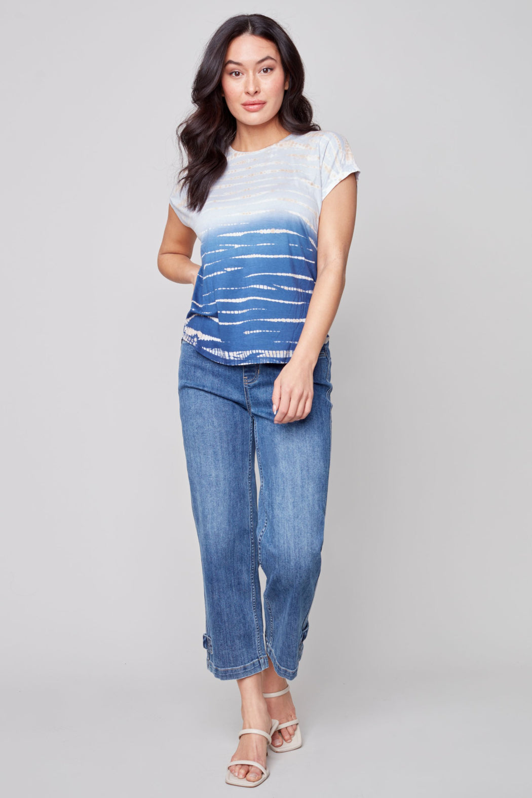 Tie dye sleeveless crew neck top