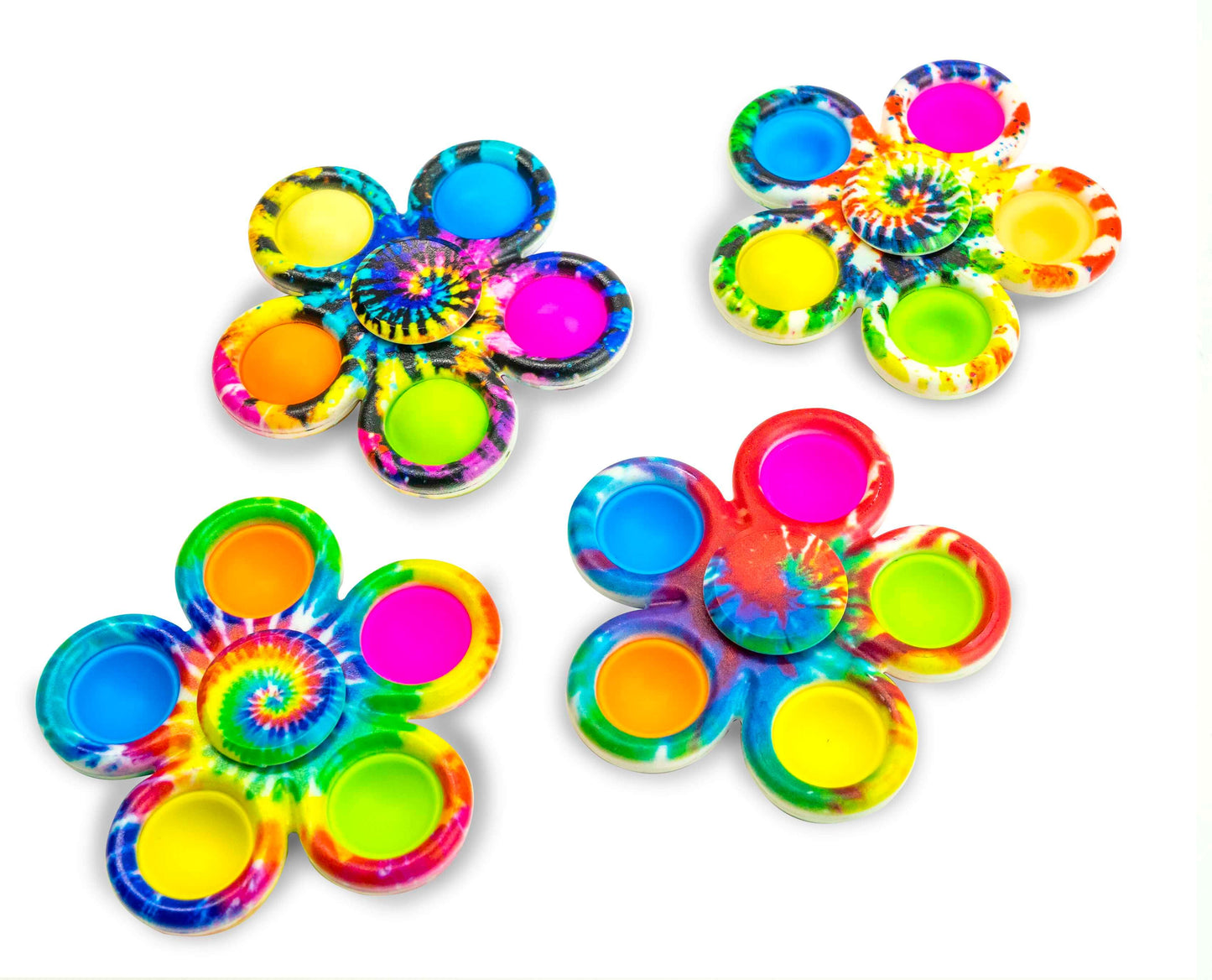 4 Pack Tie-Dye Fidget Spinner Popper Toy