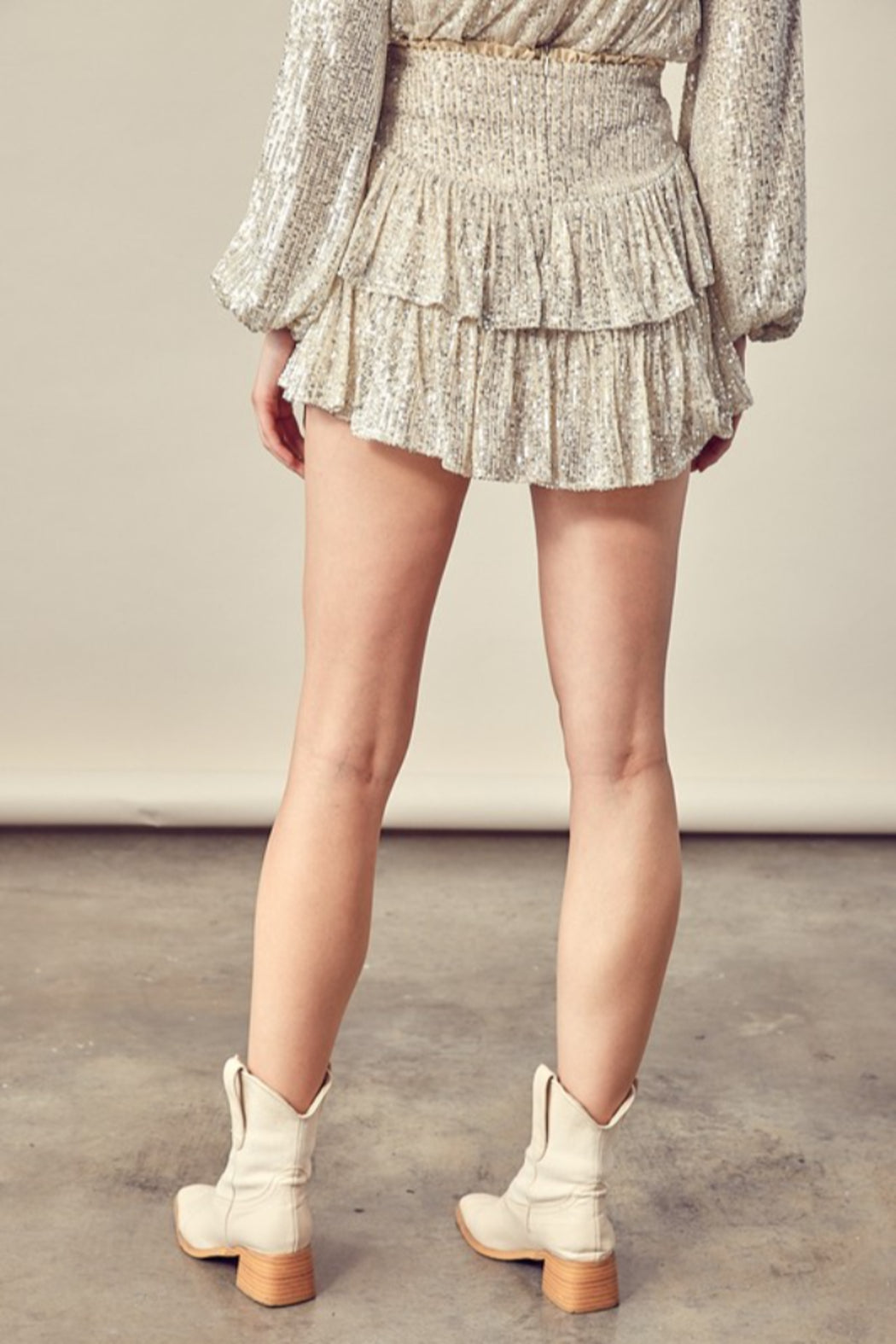Tiered Ruffle Sequin Skirt