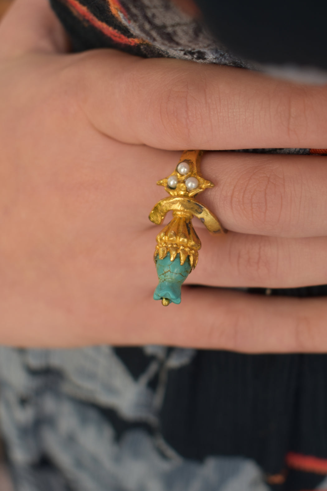 Turquoise & Pearl Ring
