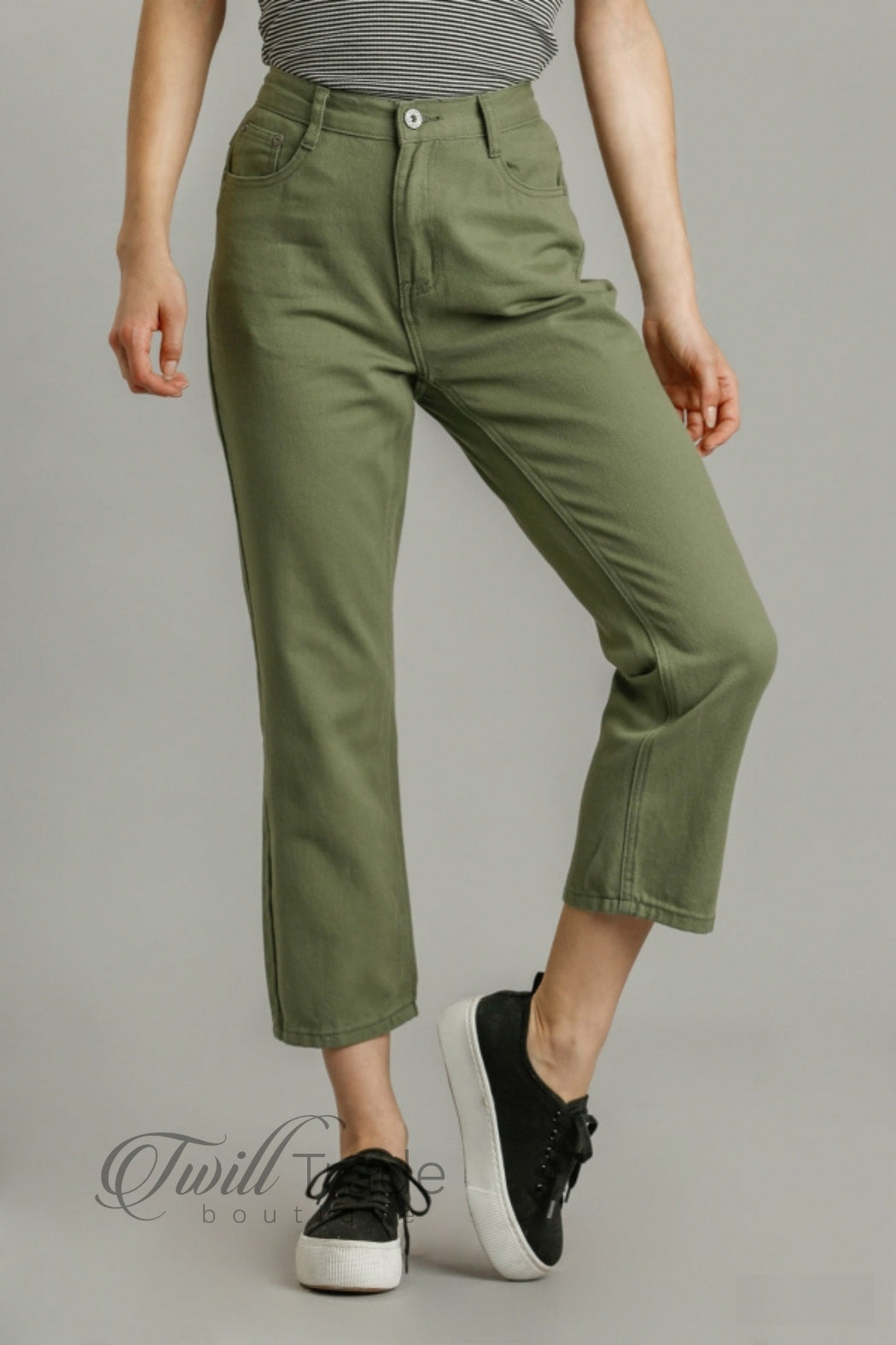 Olive Straight Denim Jeans