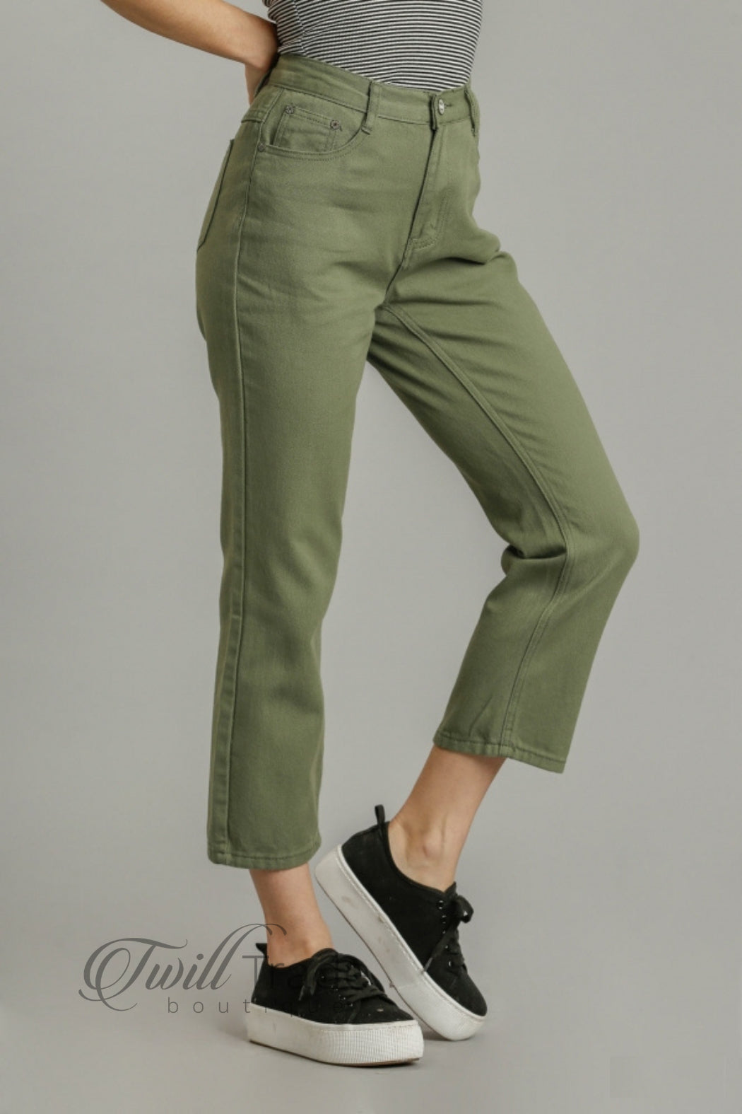 Olive Straight Denim Jeans