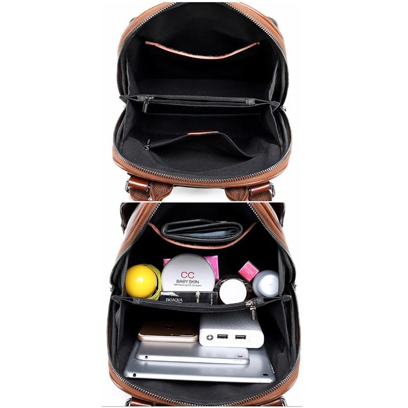 V Leather Backpack ~ Black