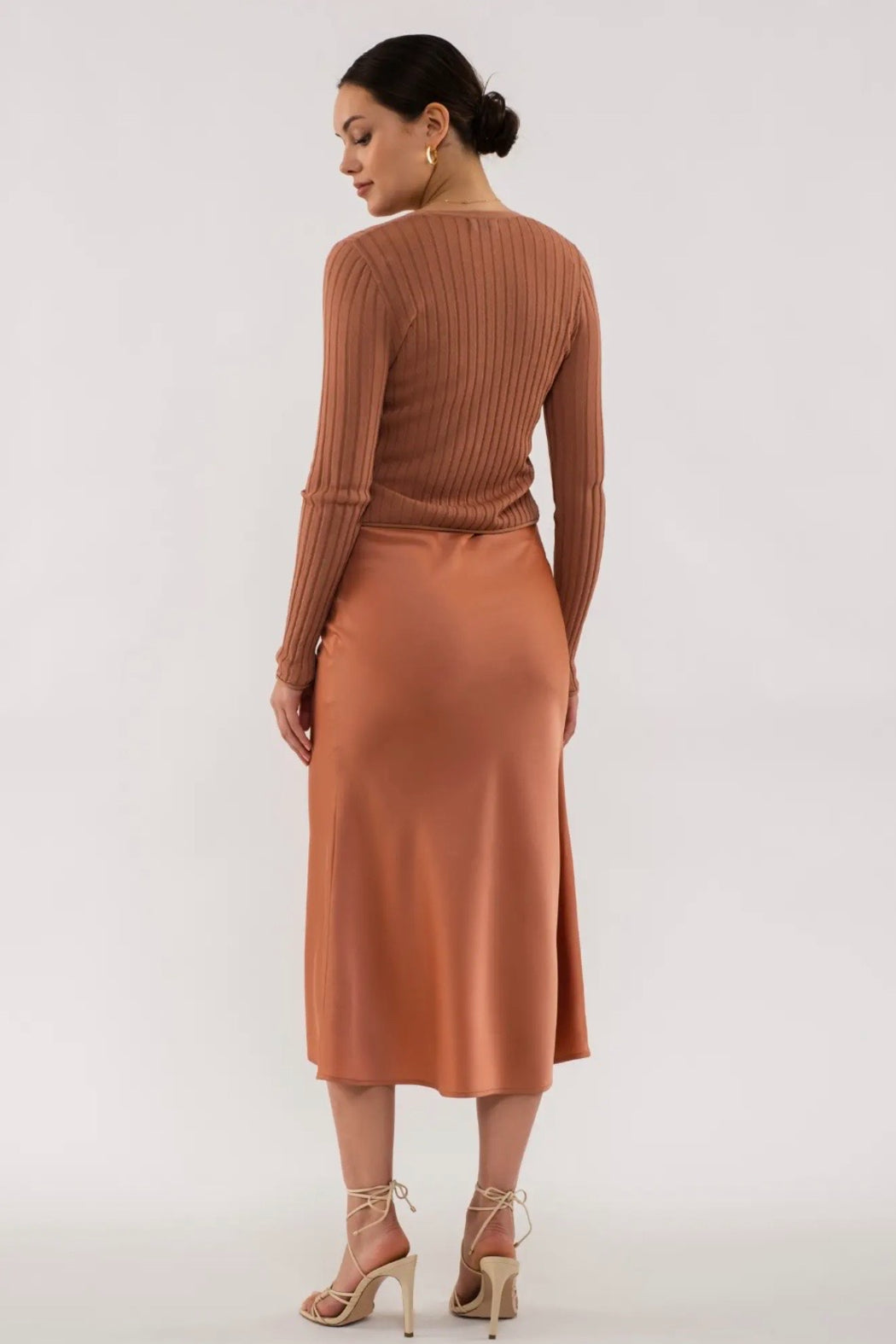 V Neck Slip On Midi Dress