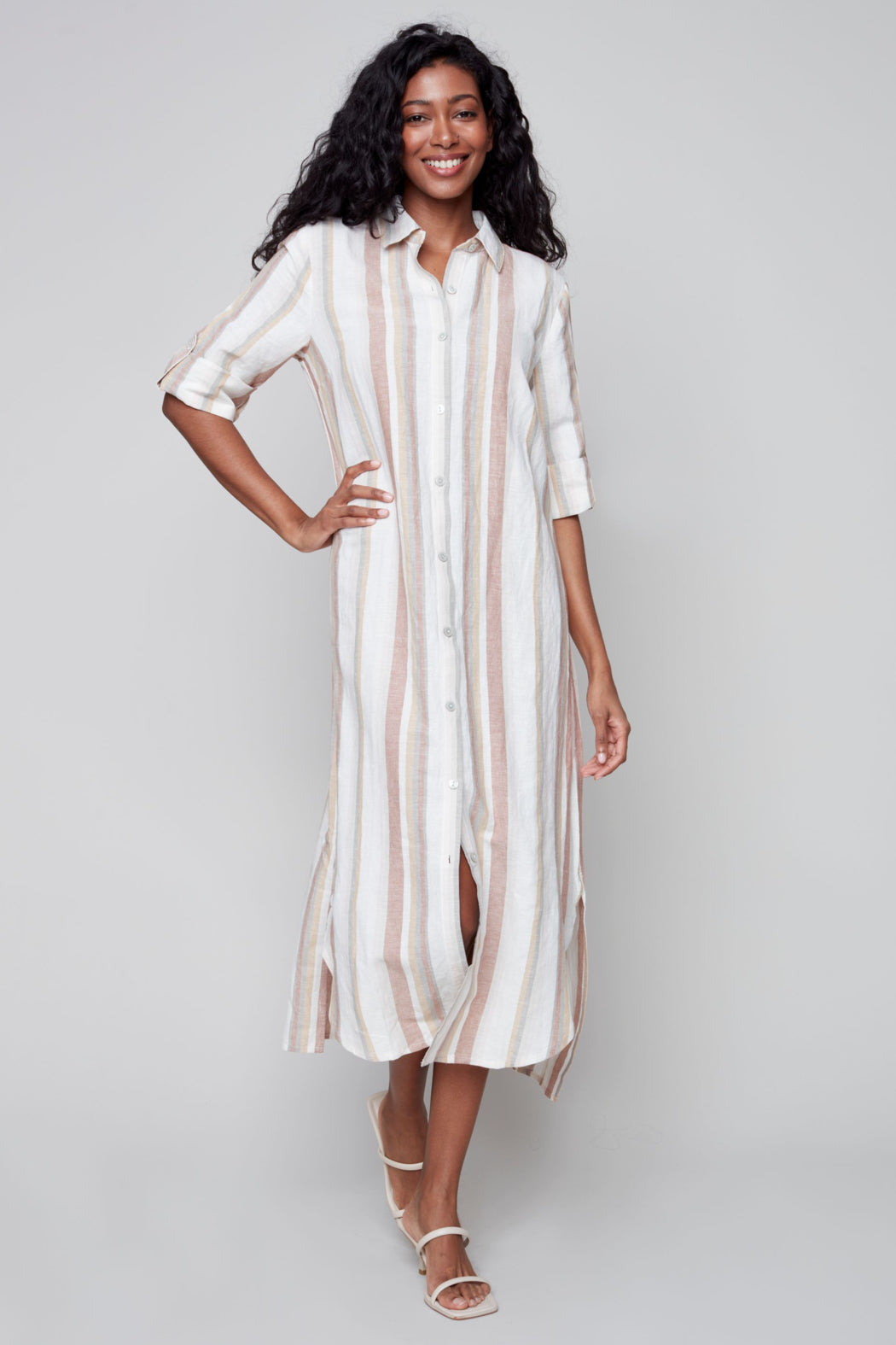 Verticle Stripe Linen Duster/Dress