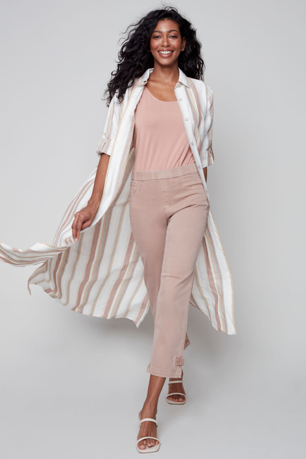 Verticle Stripe Linen Duster/Dress