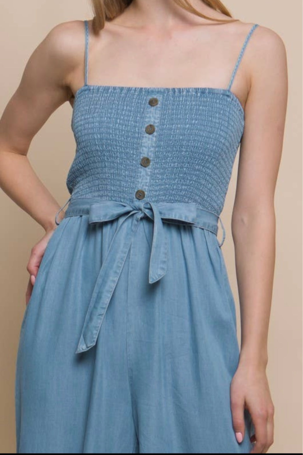 Waist Tie Capri Jumpsuit