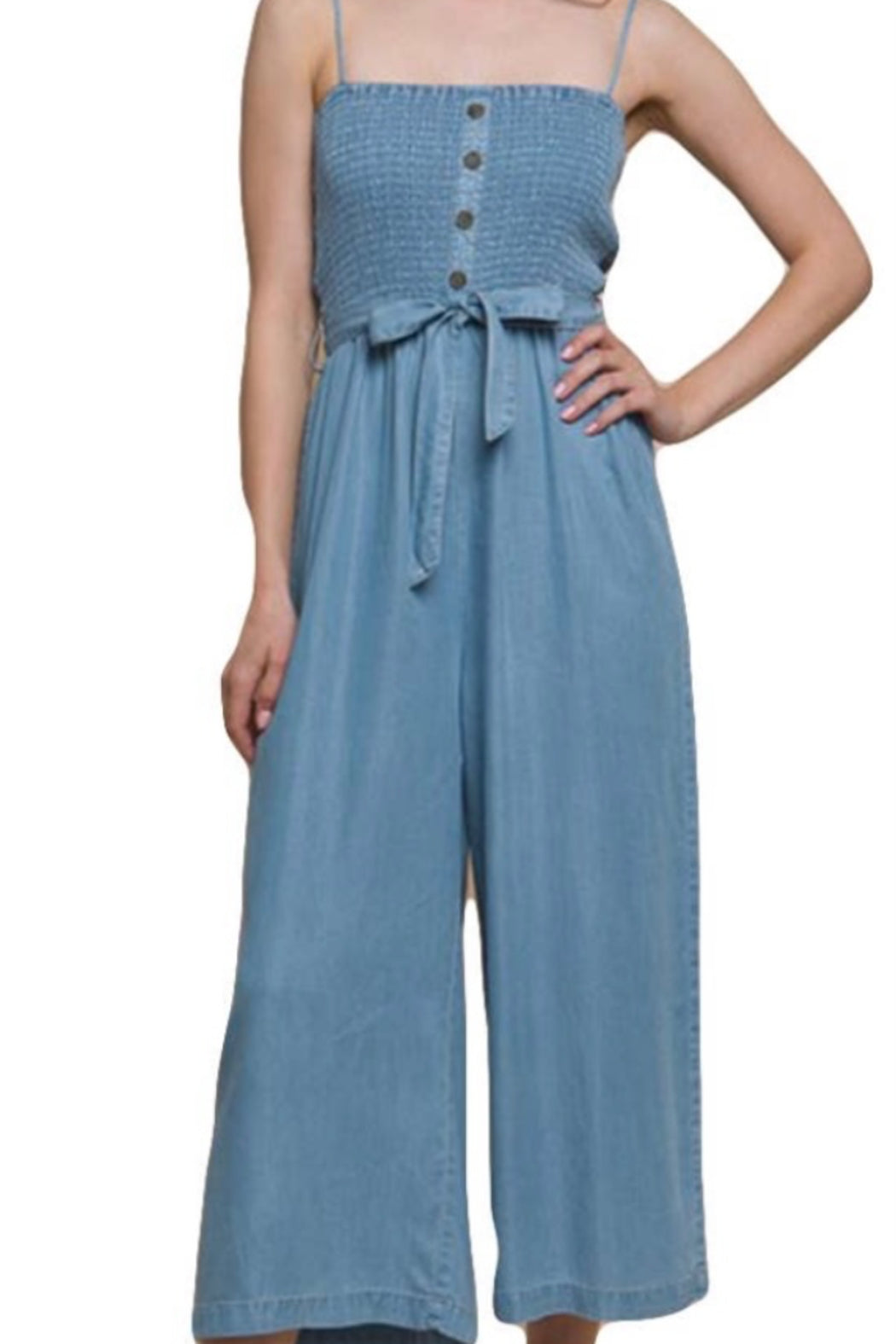 Waist Tie Capri Jumpsuit