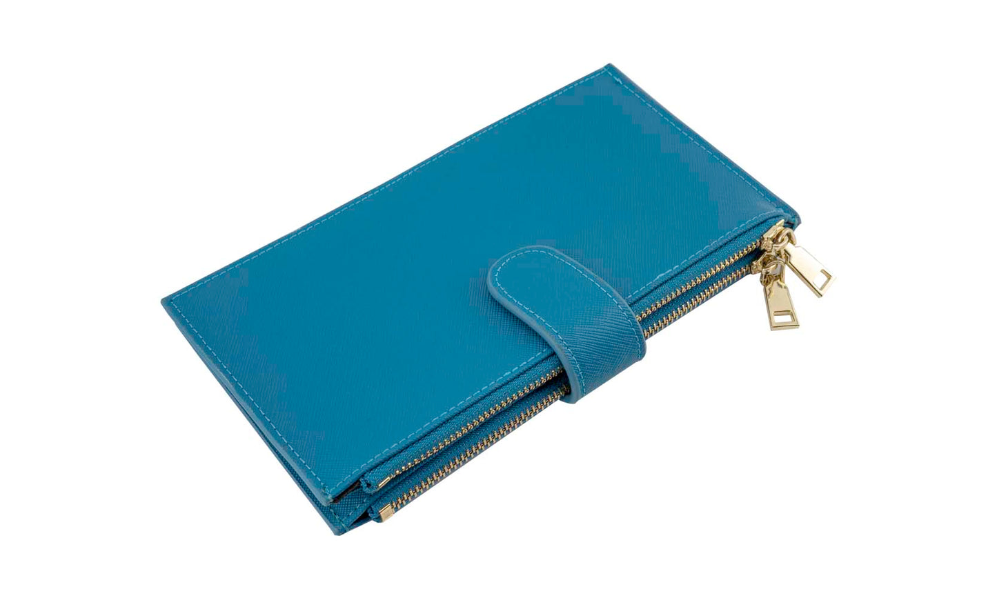 Bifold Multi Card Case Wallet with Zipper Pocket with RFID Blocking