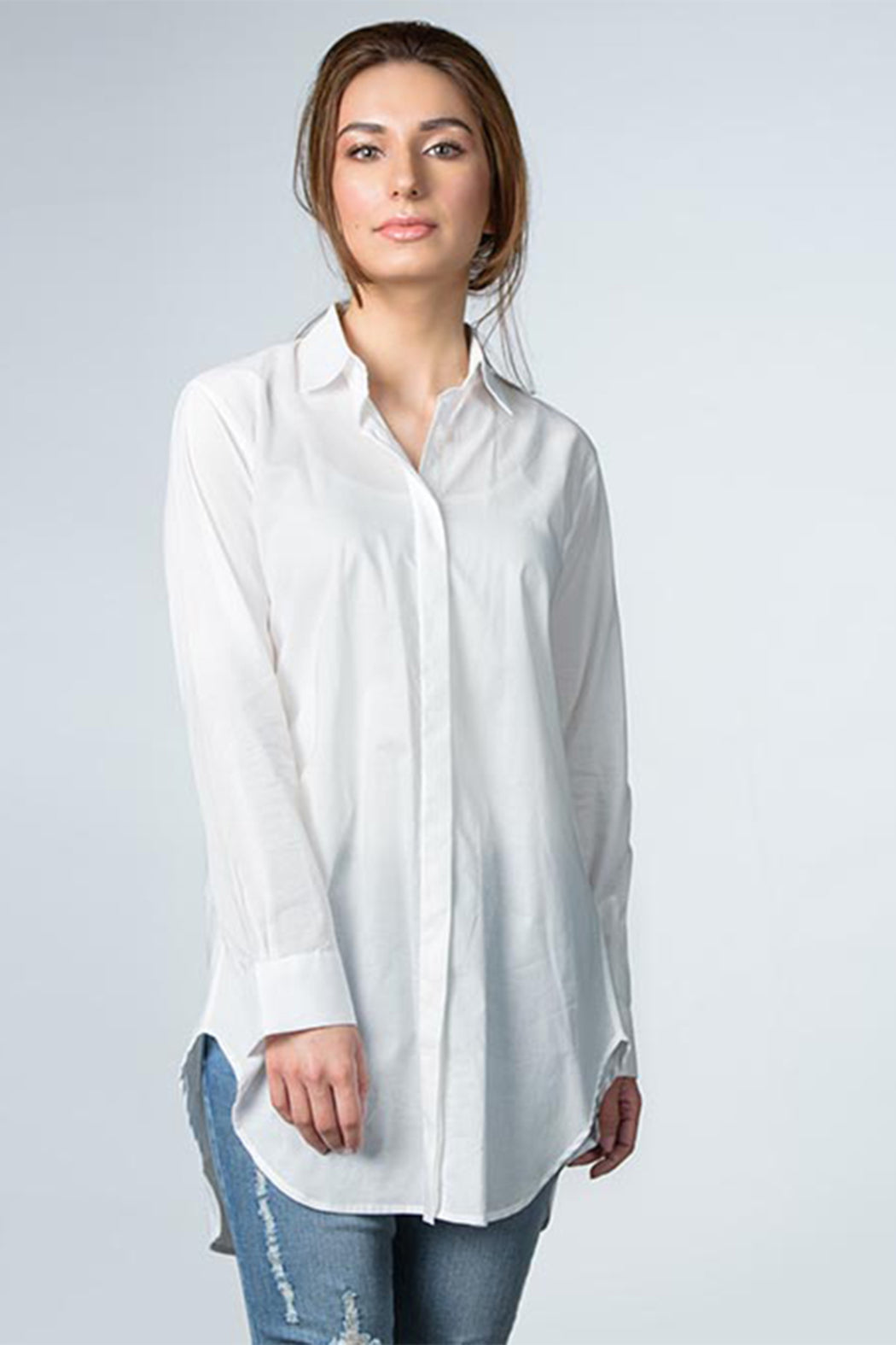 WHITE COTTON LONG SHIRT