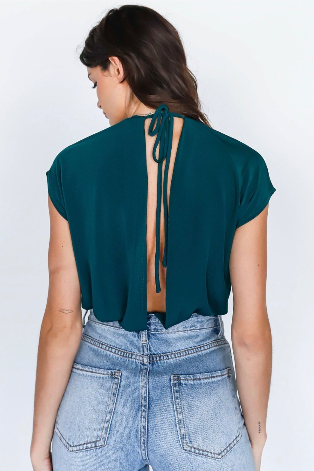 Wrap V-Neck Open Back Bodysuit