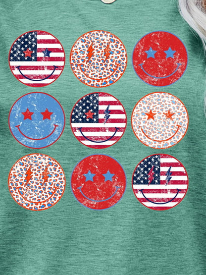 US Flag Smiley Face Graphic Tee