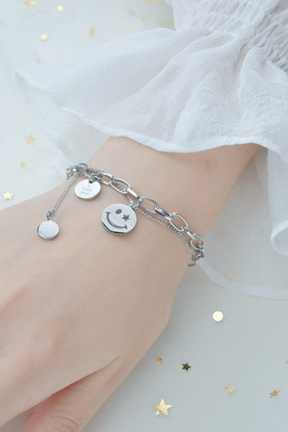 Smiley Face Chunky Chain Bracelet