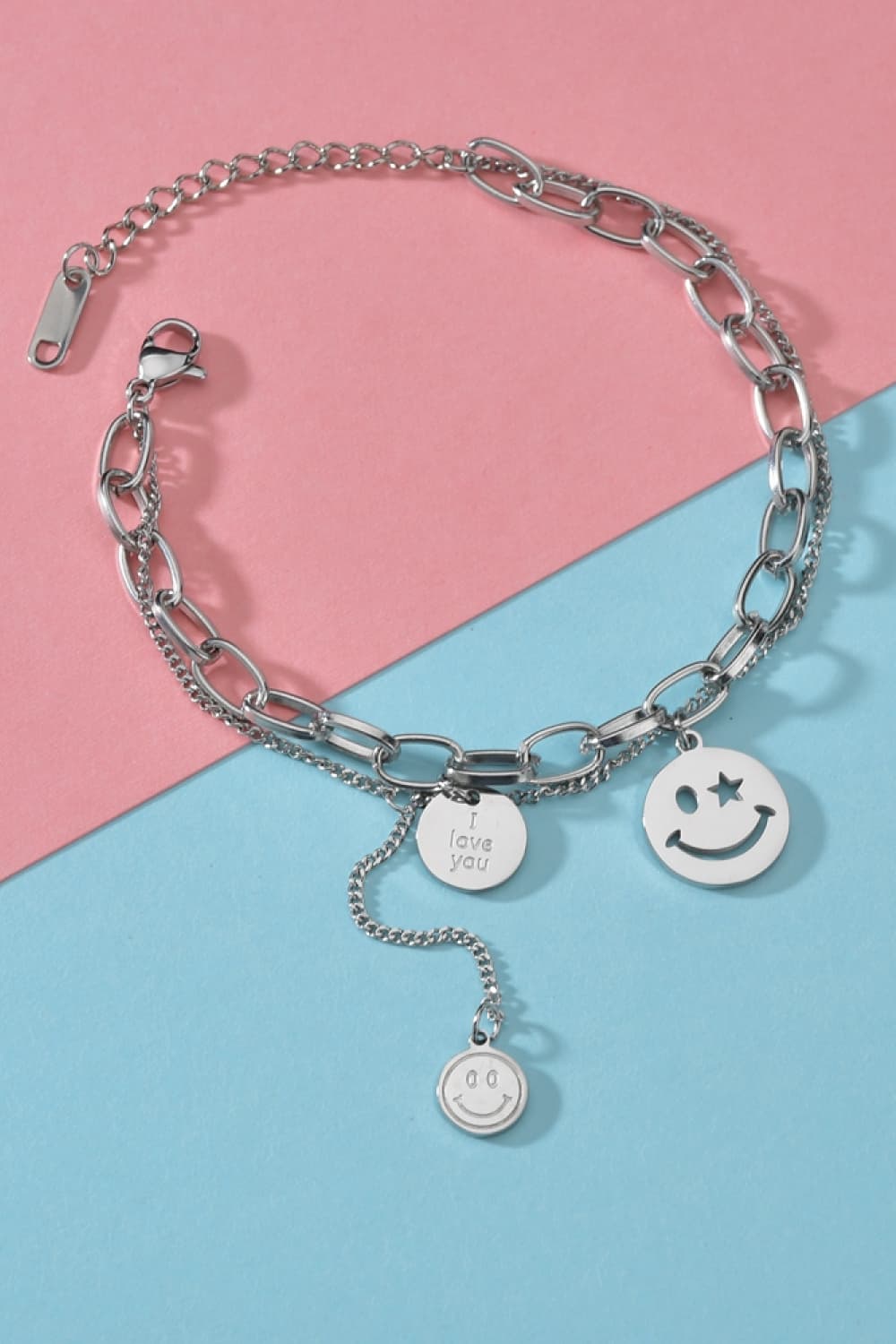 Smiley Face Chunky Chain Bracelet