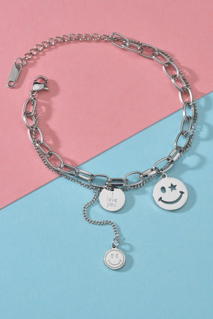 Smiley Face Chunky Chain Bracelet