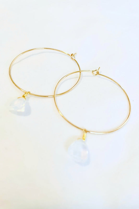 1" Mini Hoops ~ Wire Wrapped Faceted Gemstone