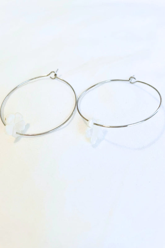 1" - Mini Mother of Pearl Plumeria Hoops