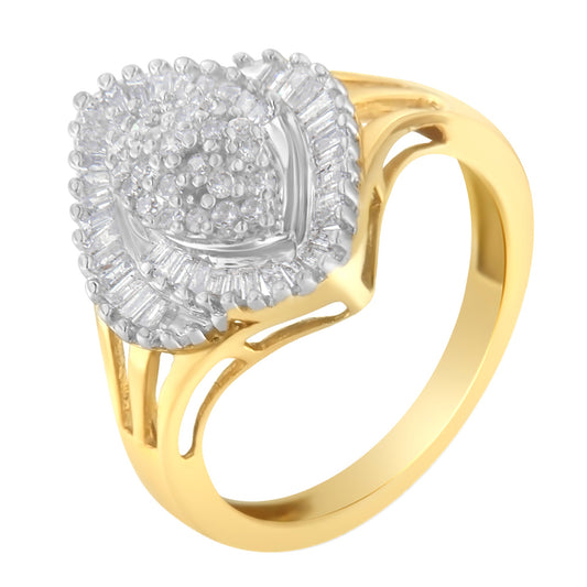 10K Yellow Gold Diamond Cocktail Ring (1/2 Cttw, J-K Color, I2-I3 Clarity) - Size 7-1/2