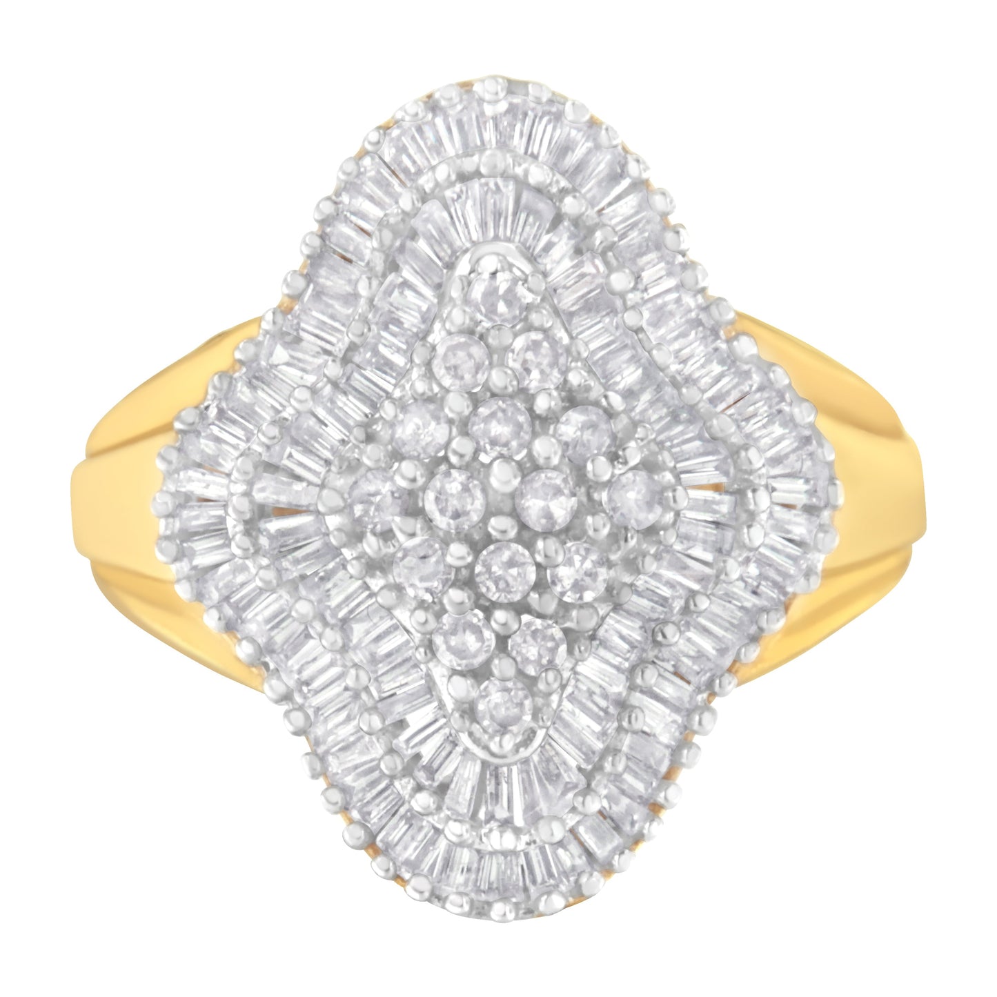 10Kt Yellow Gold 1 Cttw Diamond Cluster Ring (I-J, I1-I2) - Size 7