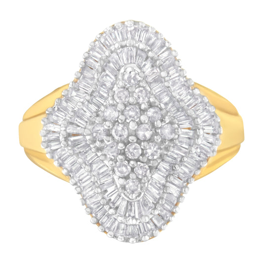 10Kt Yellow Gold 1 Cttw Diamond Cluster Ring (I-J, I1-I2) - Size 7
