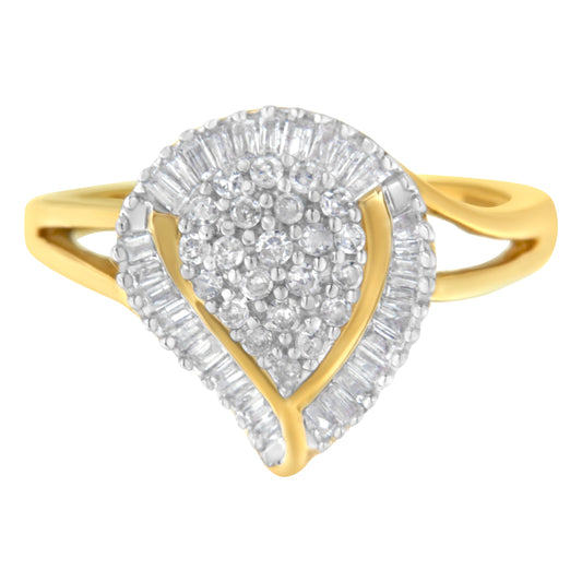 10K Yellow Gold Diamond Cluster Ring (1/2 Cttw, I-J Color, I1-I2 Clarity) - Size 7-1/2