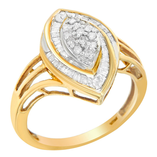 10K Yellow Gold Diamond Oval Cluster Ring (1/2 Cttw, I-J Color, I2-I3 Clarity) - Size 7