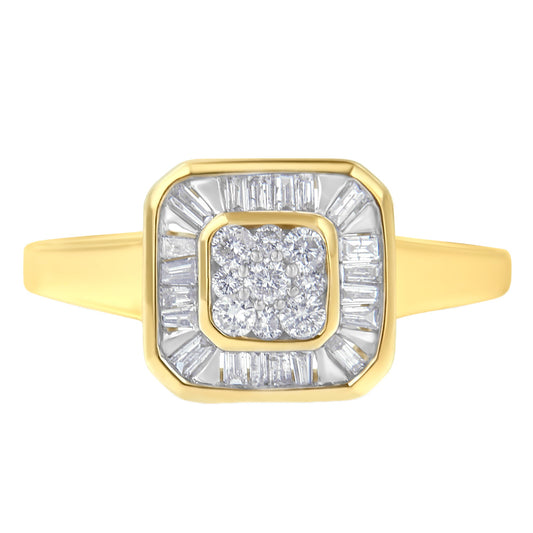 10K Yellow Gold Diamond Cocktail Ring (1/2 Cttw, I-J Color, Si2-I1 Clarity) - Size 7