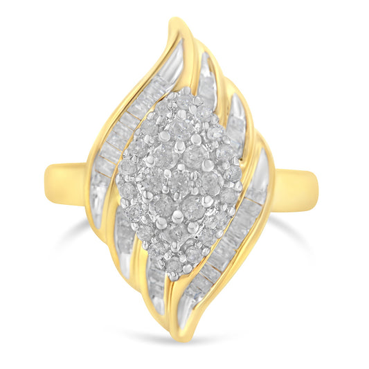 10K Yellow Gold Diamond Cocktail Ring (3/4 Cttw, I-J Color, I2-I3 Clarity) - Size 8
