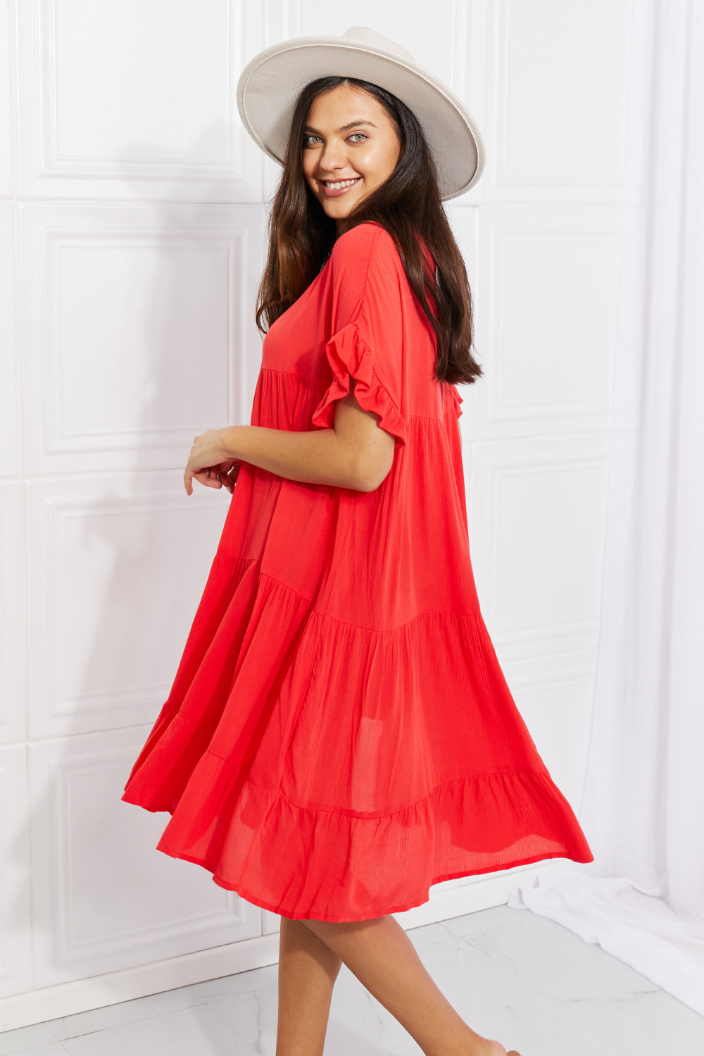 Tulip Fields Tiered Midi Dress