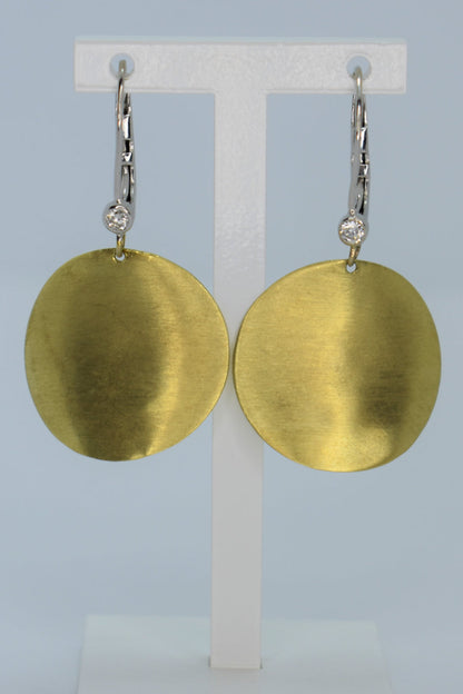 14kt 2-Tone Gold Diamond Disc Earrings