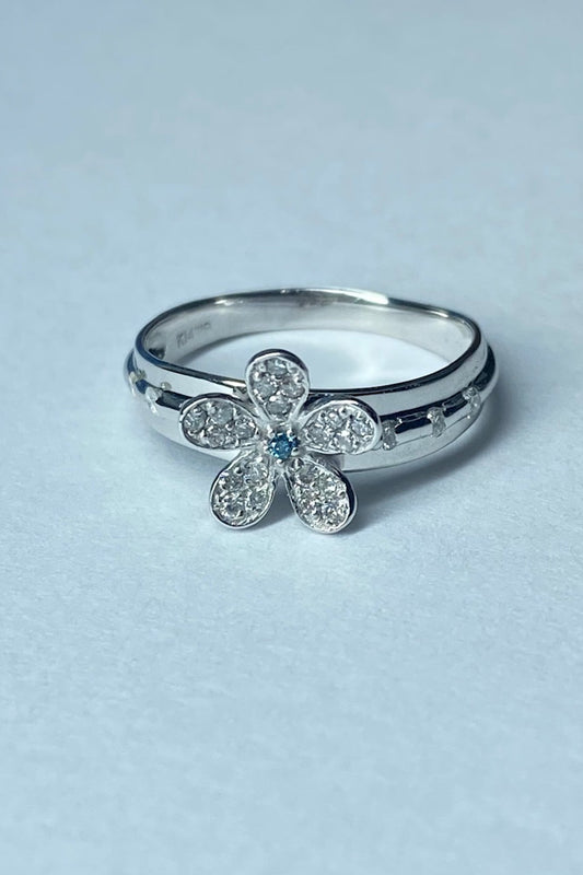 14kt W/Gold Blue & White Diamond Ring