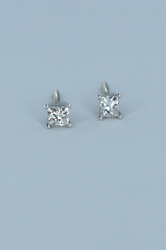 14kt W/Gold Princess Cut Diamond (.50cttw) Earrings