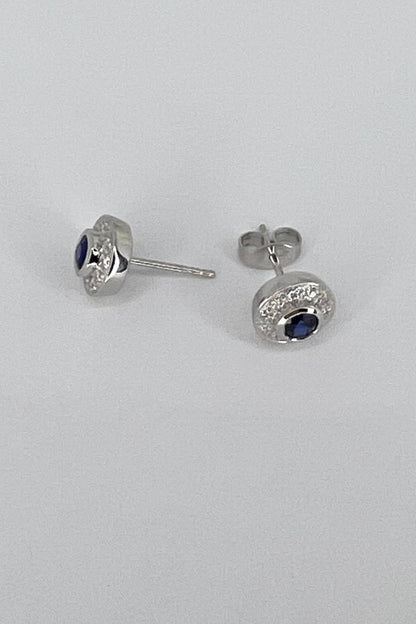 14kt W/Gold Sapphire & Diamond Earrings