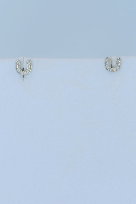 14kt White Gold Diamond Horseshoe Earrings