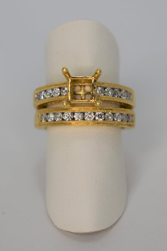 14kt Yellow Gold Diamond Semi Mount Wedding Set