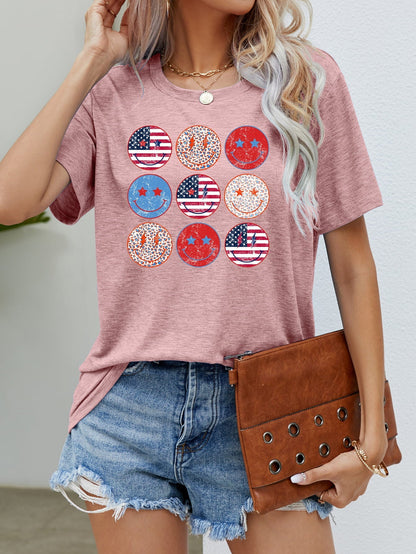 US Flag Smiley Face Graphic Tee