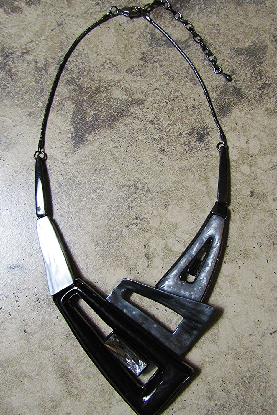 Black/Grey/Silver Geometric  Metal Necklace Set