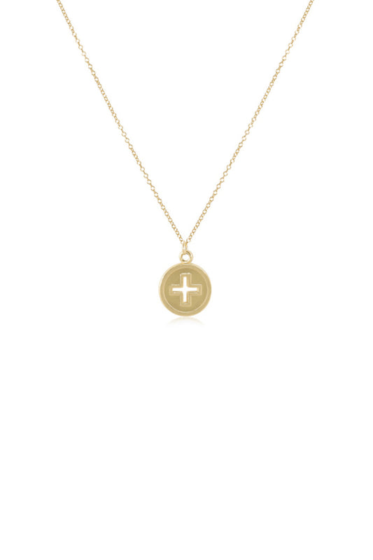16" Signature Cross Gold Disc Necklace