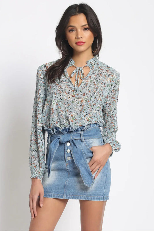 Tie Mini Floral Blouse