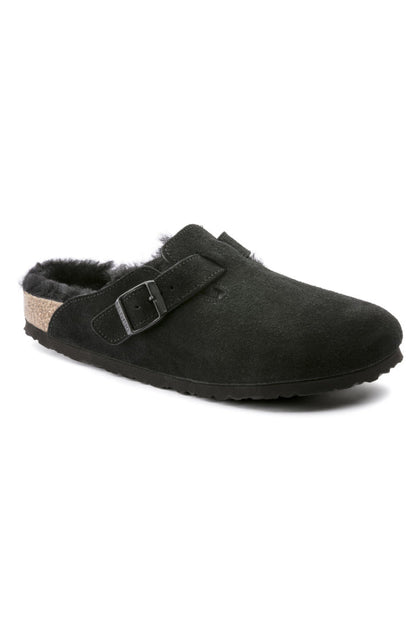 Birkenstock Boston Shearling VL/Fell Suede Leather in Black