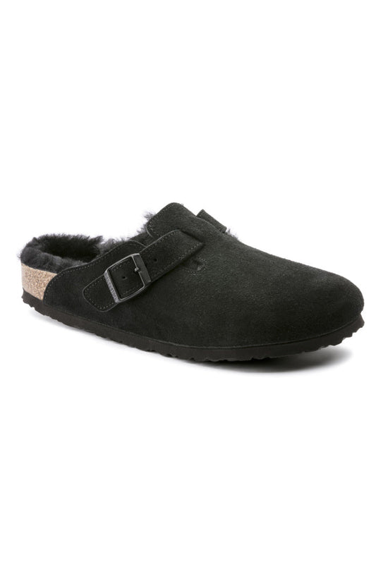 Birkenstock Boston Shearling VL/Fell Suede Leather in Black