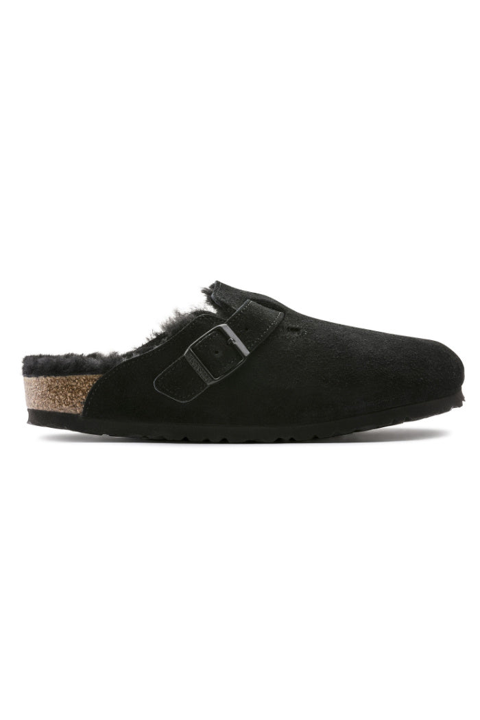 Birkenstock Boston Shearling VL/Fell Suede Leather in Black