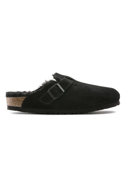 Birkenstock Boston Shearling VL/Fell Suede Leather in Black