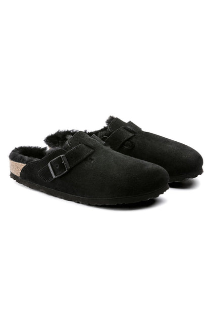 Birkenstock Boston Shearling VL/Fell Suede Leather in Black