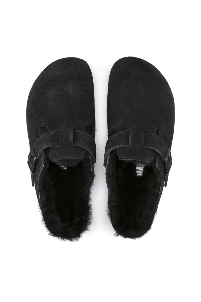 Birkenstock Boston Shearling VL/Fell Suede Leather in Black