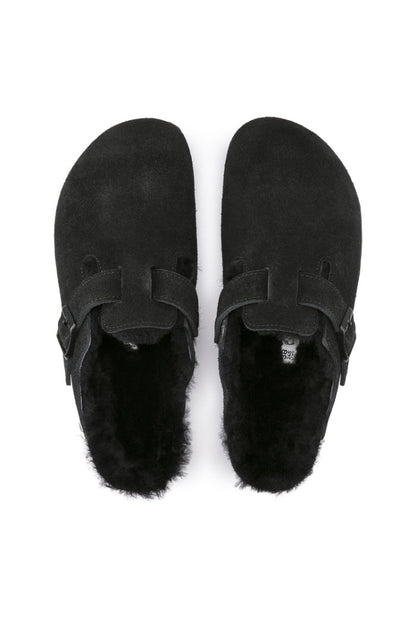 Birkenstock Boston Shearling VL/Fell Suede Leather in Black