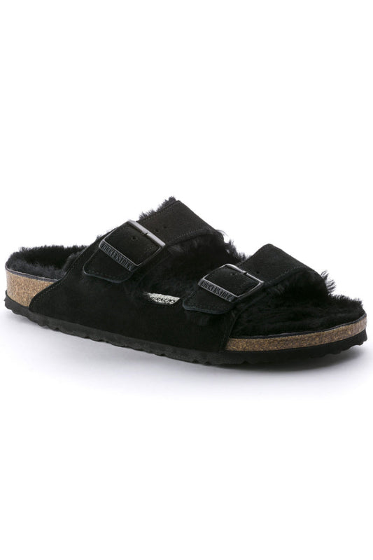 Birkenstock Arizona Shearling in Black Narrow Width