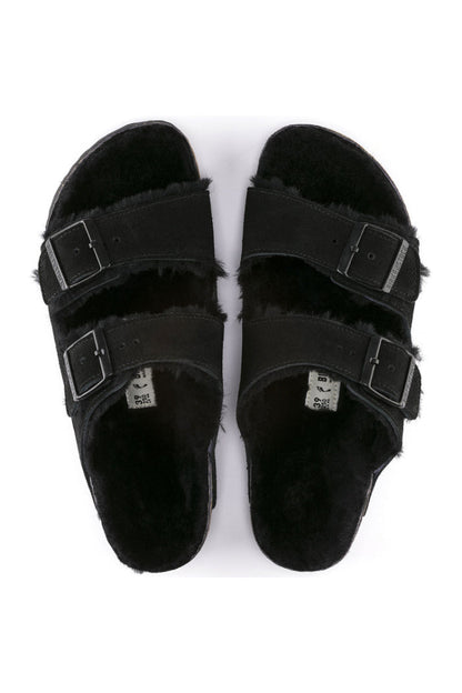Birkenstock Arizona Shearling in Black Narrow Width