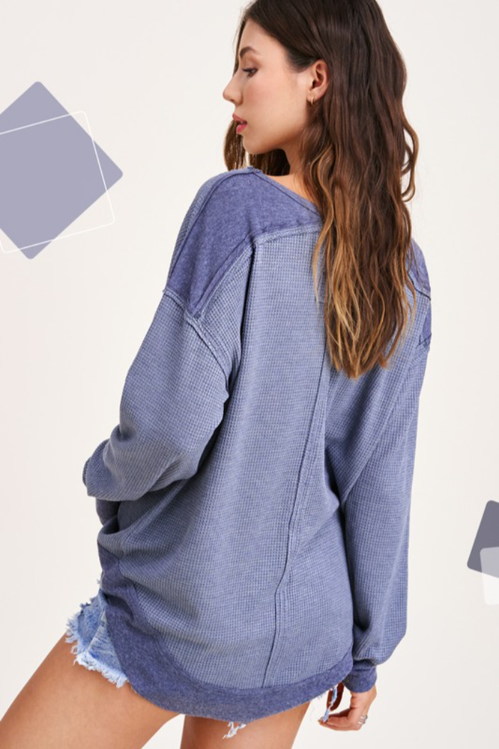 Waffle Knit Long Sleeve Top