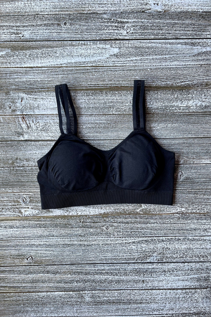 Seamless Padded Bra w Sheer Strap